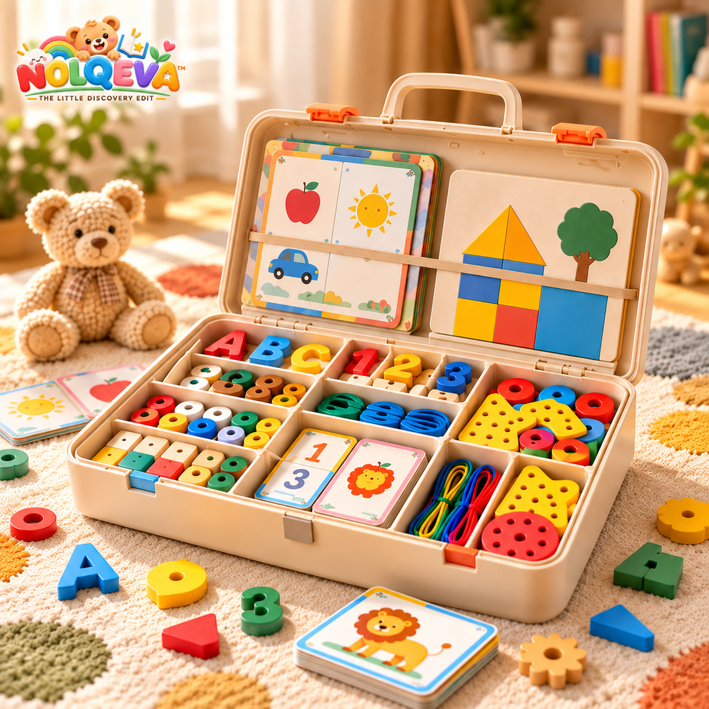 NOLQEVA™ Ready-to-Learn Preschool Activity Box – Alphabet, Numbers, Shapes, Colors, Matching & Fine Motor Early Learning Kit